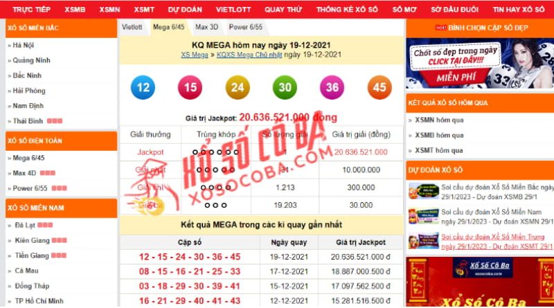 Kết Quả Xổ Số Mega 6/45 Hôm Nay