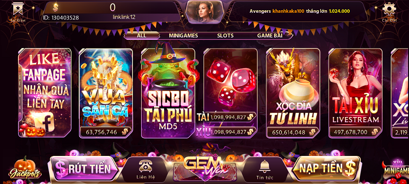 Kho game đa dạng của gem win