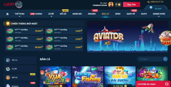 Thông tin về các trò chơi tại nhà cái Lucky88