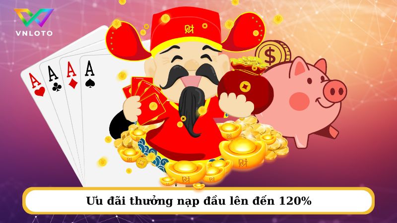 Ưu đãi thưởng nạp đầu lên đến 120%