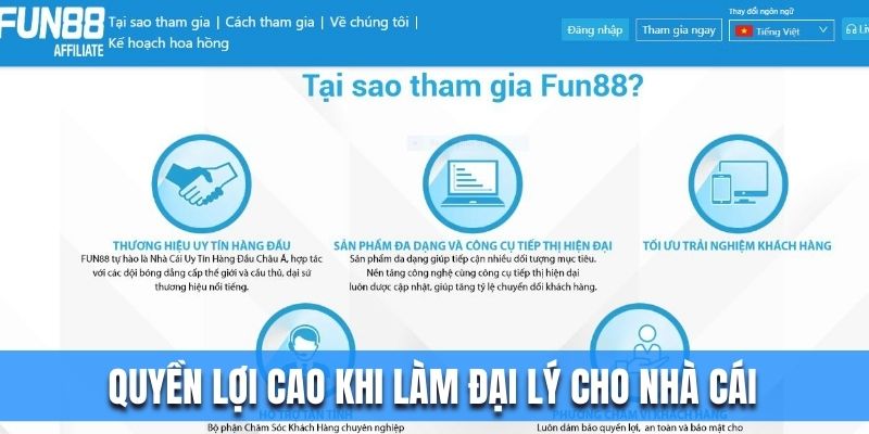 Quyền lợi cao khi làm đại lý cho nhà cái
